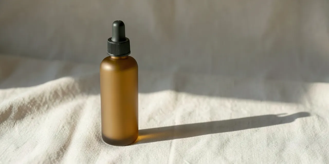 Barrier Serum bottle on folded linen