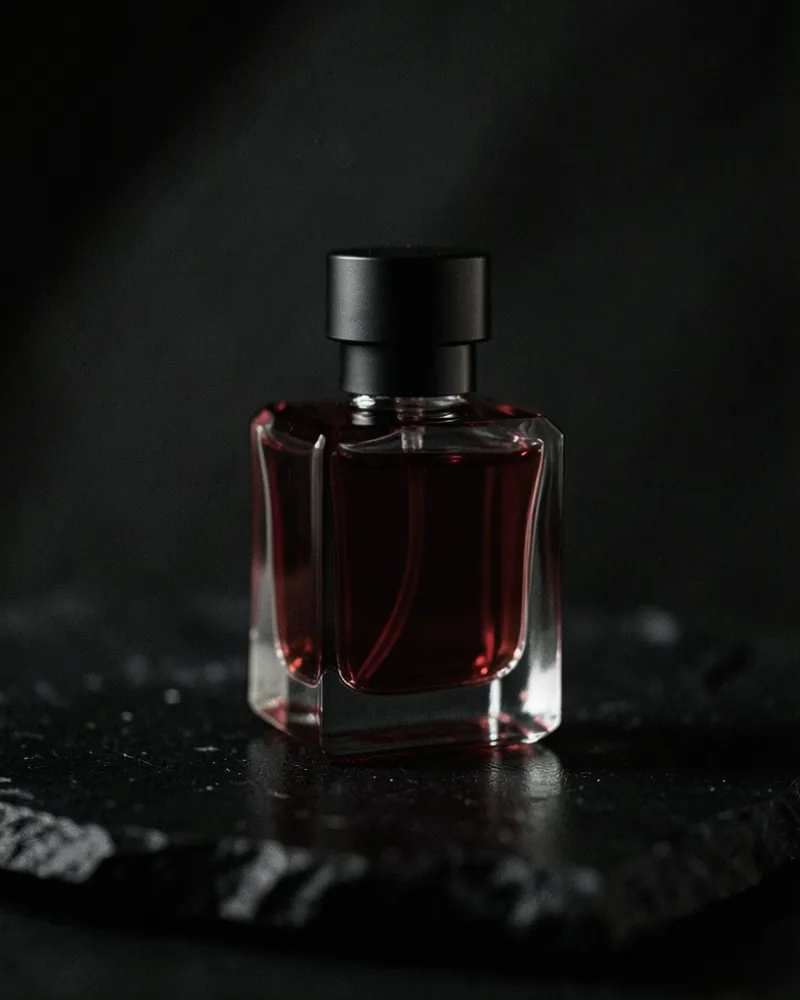 21 Nocturne, faceted smoked glass with deep red extrait
